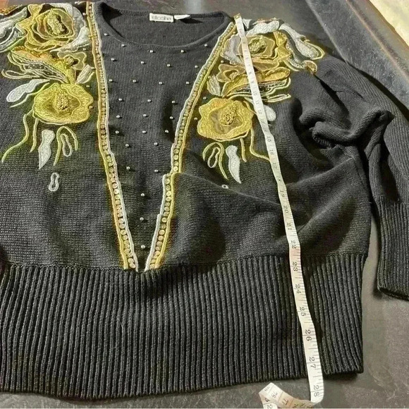 Etosha Tunic Sweater Cotton Blend Bat-Wing Long Sleeve Embellishments Size 1x - Picture 11 of 13